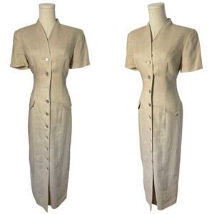 Maggy London Vintage Linen Minimalist Dress | Small